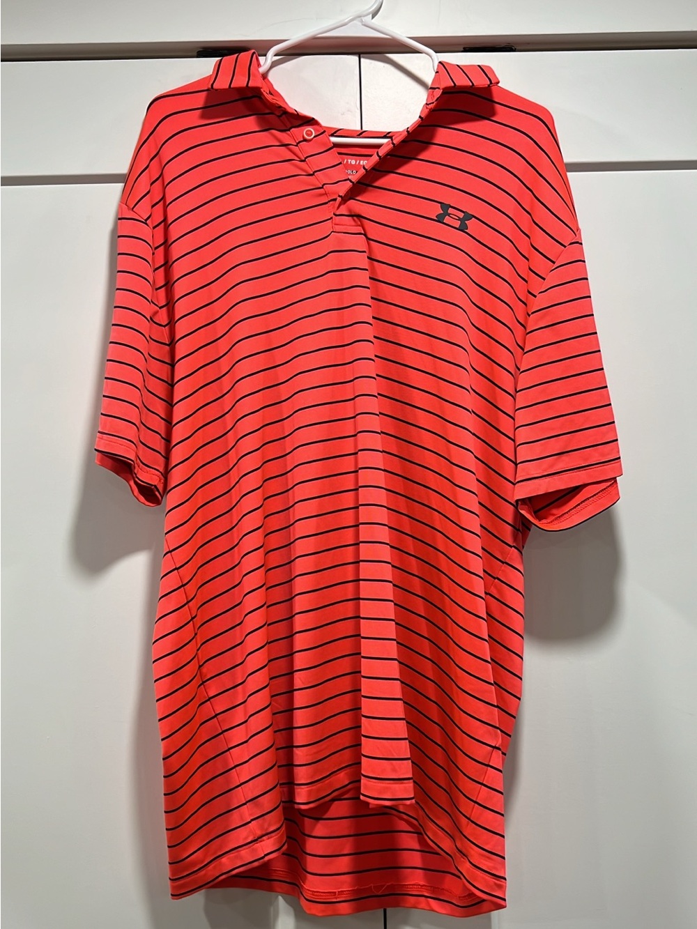 Under Armour Men’s Coral Red Striped Polo